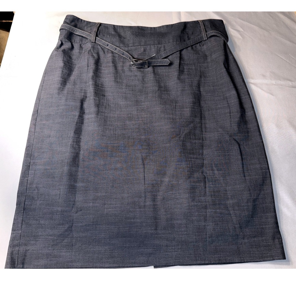 Rafaella Gray Belted Pencil Skirt Size 16 Office Chic Quiet Luxury WorkWear